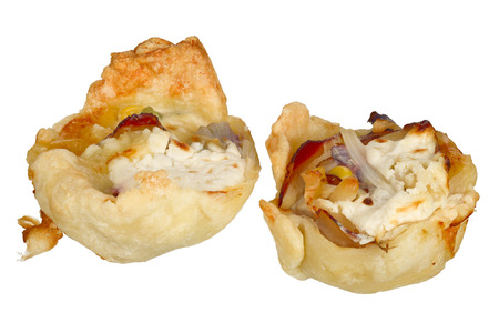 Handmade mini quiche isolated on white background.の写真素材