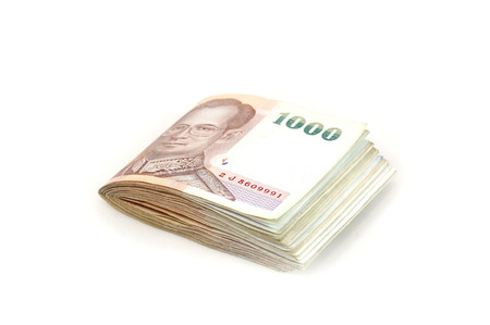 1000 Thai banknote on white background.