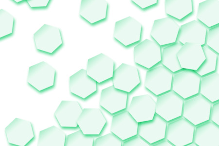 white hexagons wave and green shadow. geometric background design for your business.の写真素材