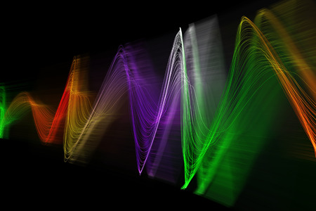 color abstract sound wave on black background