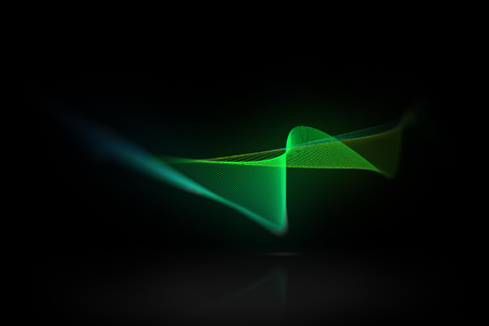 colorful abstract wave with reflex on black background.の写真素材