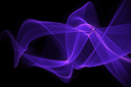 purple or blue abstract wave with motion blur on black backgroundの写真素材