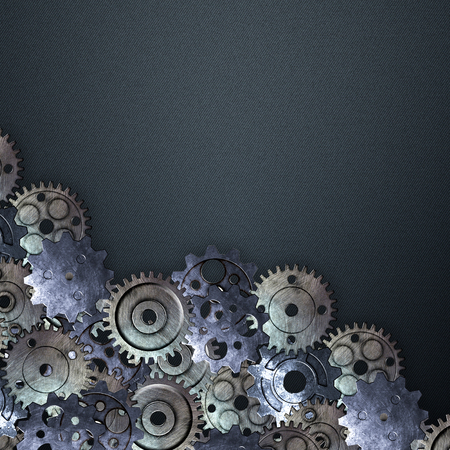 gear on the blue carbon metallic wall. 3d illustration. material design.の写真素材