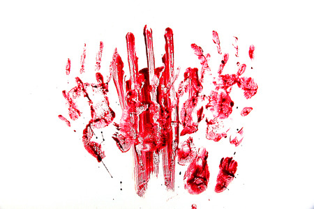 set 8. blood drop and bloodstains on isolated white background for horror content.の写真素材