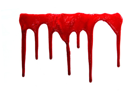 set 8. blood drop and bloodstains on isolated white background for horror content.の写真素材