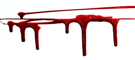 set 8. blood drop and bloodstains on isolated white background for horror content.の写真素材