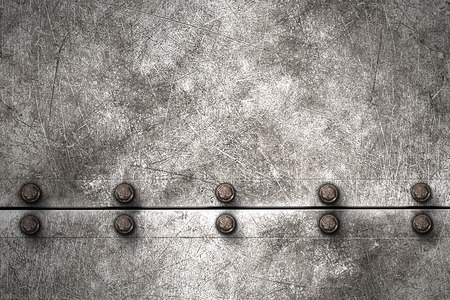 grunge metal background. rivet on metal plate. material design 3d illustration.の写真素材