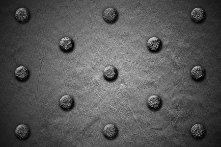 black and white grunge metal background. rivet on metal plate. material design 3d illustration.の写真素材