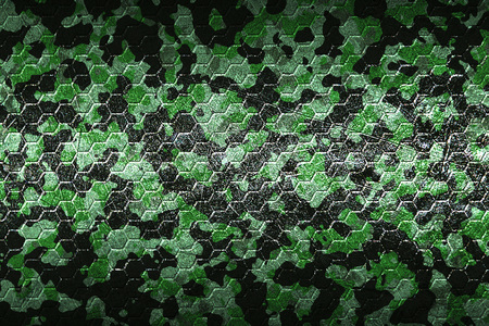 green and black camouflage hexagon pattern blackground and texture. 3D illustration