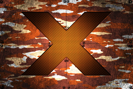 brown and gray camouflage metal and mesh background and texture. 3d illustration.の写真素材