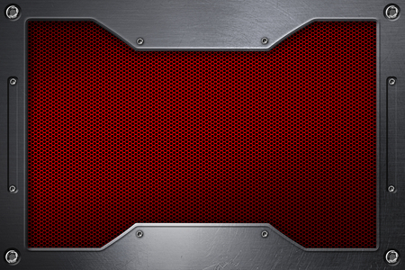 red carbon fiber background with metal frame. 3d illustration.の写真素材