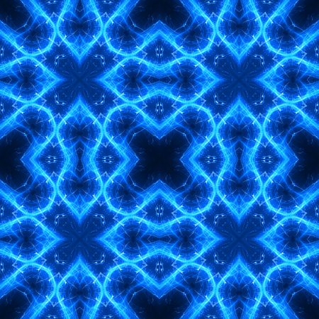 blue and black light pattern background and texture. kaleidoscope design. illustration.の写真素材
