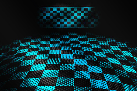 green and black carbon fiber background. checkered pattern. 3d illustration material design. sport racing style.の写真素材