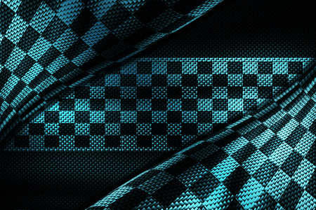 green and black carbon fiber background. checkered pattern. 3d illustration material design. sport...