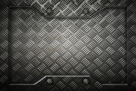 metal or concrete wall with metal frame for background and texture. 3d illustration.の写真素材