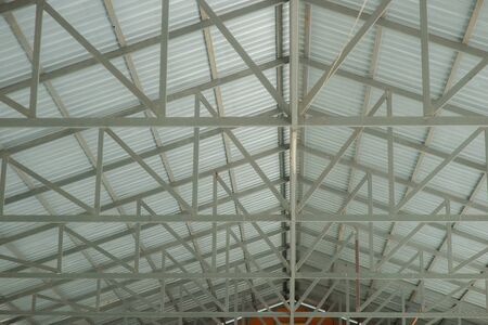 The structure of the building is made of steel and thatched with steel roofs.の写真素材