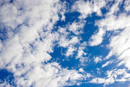 The blue sky and white clouds with beautiful patternsの写真素材