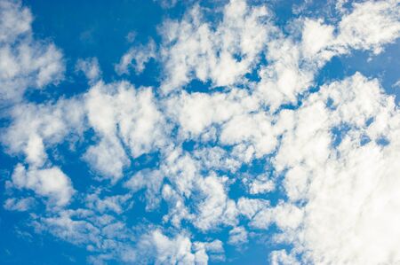 The blue sky and white clouds with beautiful patternsの写真素材
