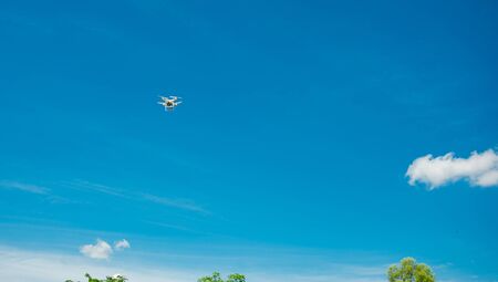 The drone flying in the skyの写真素材