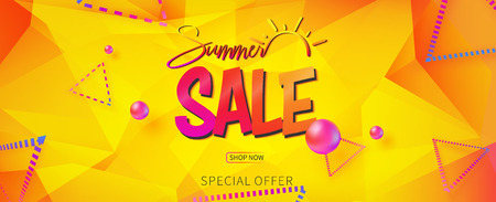 modern summer banner in yellow tone included symmetric shapesのイラスト素材
