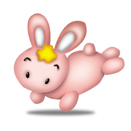 Cute pink rabbit on a white background. Vector illustration. Eps 10.のイラスト素材