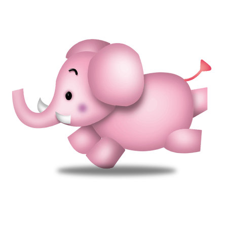 Pink elephant on a white background. Vector illustration of a cartoon animal.のイラスト素材