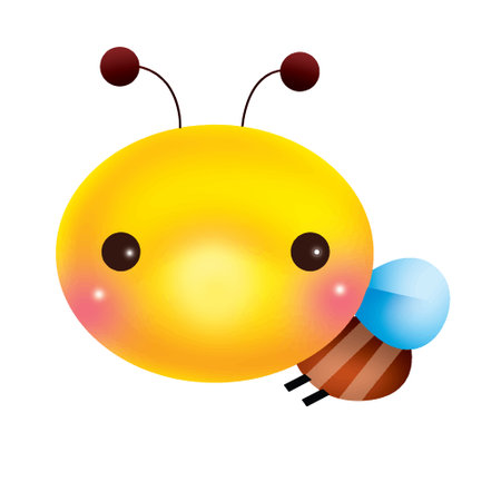 Illustration of a cute cartoon ladybug with a bee on a white backgroundのイラスト素材