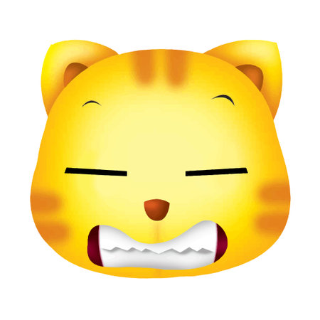 cute cat face with tongue out over white background, vector illustrationのイラスト素材