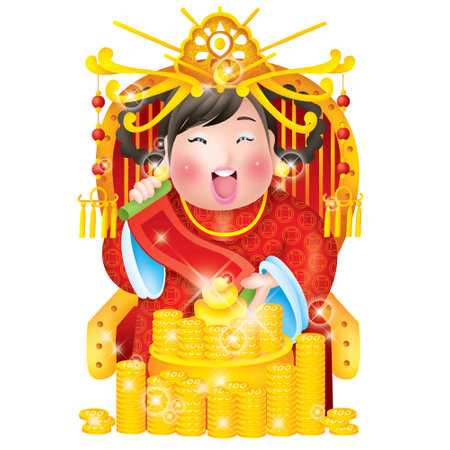 Chinese New Year of the Pig with gold coins and gold ingotsのイラスト素材
