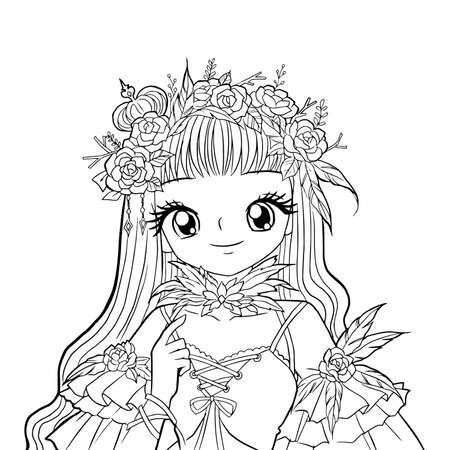 Coloring page kawaii style cute anime cartoon drawingのイラスト素材