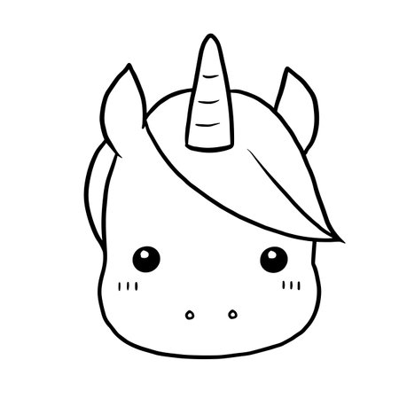 cute unicorn head kawaii character design vector illustration line styleのイラスト素材