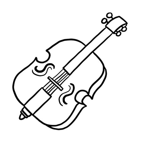 violin instrument musical isolated icon vector illustration design  black and whiteのイラスト素材