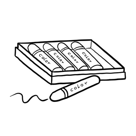 Pencils in a box icon in outline style isolated on white background. Artist symbol stock vector illustration.のイラスト素材