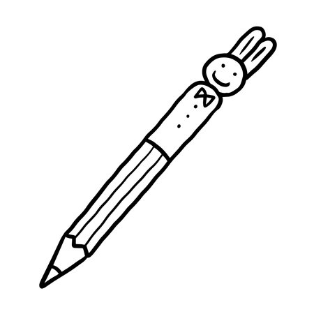 tattoo in black line style of a pencil with eraserのイラスト素材