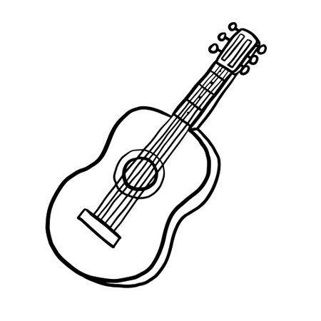guitar musical instrument isolated icon vector illustration design  black and whiteのイラスト素材