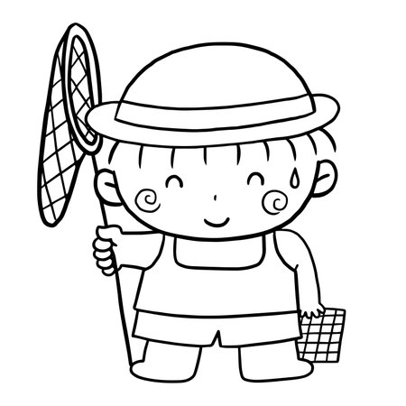 cartoon cute doodle coloring page kawaii anime illustration clipart character chibi drawing mangaのイラスト素材