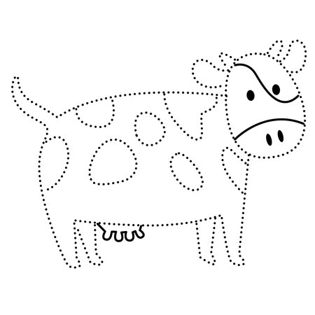 Cute cartoon cow isolated on a white background. Vector illustration.のイラスト素材