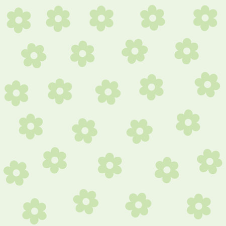 Seamless pattern with green flowers on light green background. Vector illustration.のイラスト素材