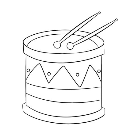 Drum icon in outline style isolated on white background. Musical instrument symbol stock vector illustration.のイラスト素材