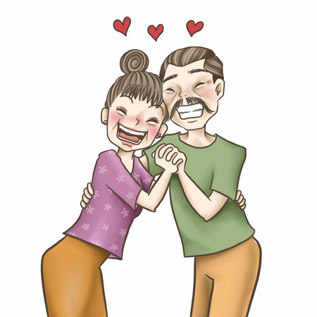 Couple in love. Vector illustration of a man and woman.のイラスト素材