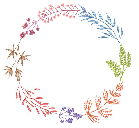 Beautiful round gradient frame. Color silhouette frame for advertisements, wedding and other invitations or greeting cards. Raster clip art.のイラスト素材