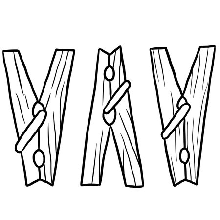 Coloring book for children: clothespin (clothes peg)のイラスト素材