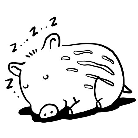 Sleeping pig. Vector illustration in doodle style.のイラスト素材