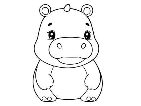 Coloring book for children: Hippopotamus. Vector illustration.のイラスト素材