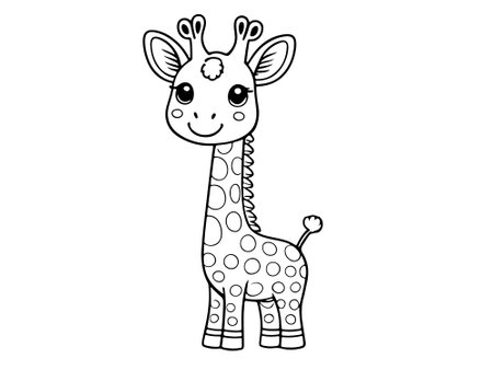 Coloring pages for children. Cute cartoon giraffe. Vector illustration.のイラスト素材