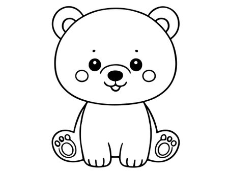 Cute cartoon bear. Vector illustration for coloring book or page.のイラスト素材