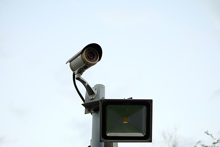 CCTV alone in skyの写真素材