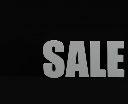 Big white Sale text on black backgroundの写真素材