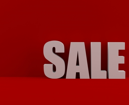 Big white Sale text on red backgroundの写真素材