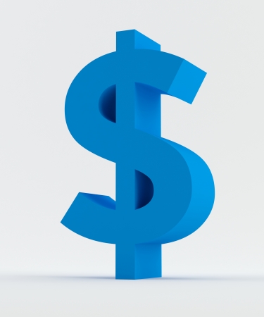 Blue Dollar sign isolatedの写真素材